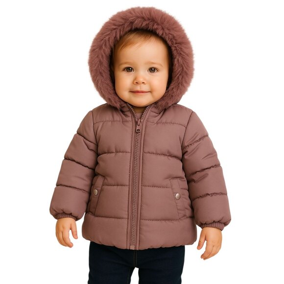 Jessica Simpson Puffer Winter Coat Jacket MAUVE Quilted INFANT Girl 12 Months - Picture 1 of 16